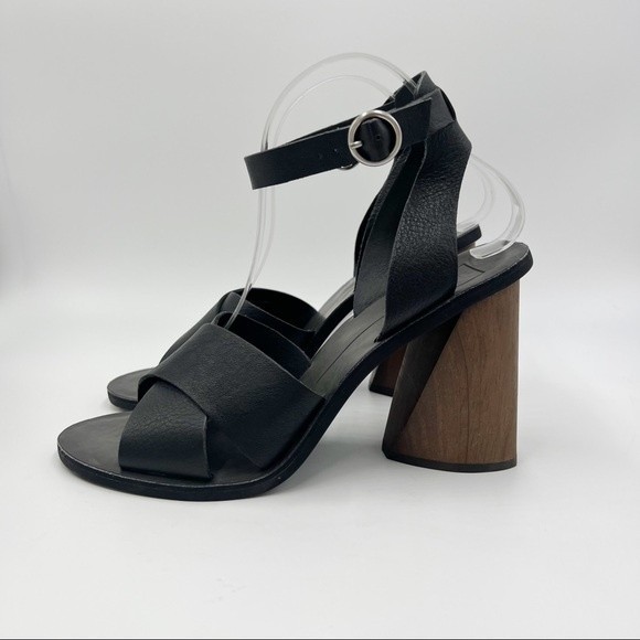 Dolce Vita Women's Athena Black Leather Chunky Block Heel Sandals Heels 9 - Picture 6 of 14